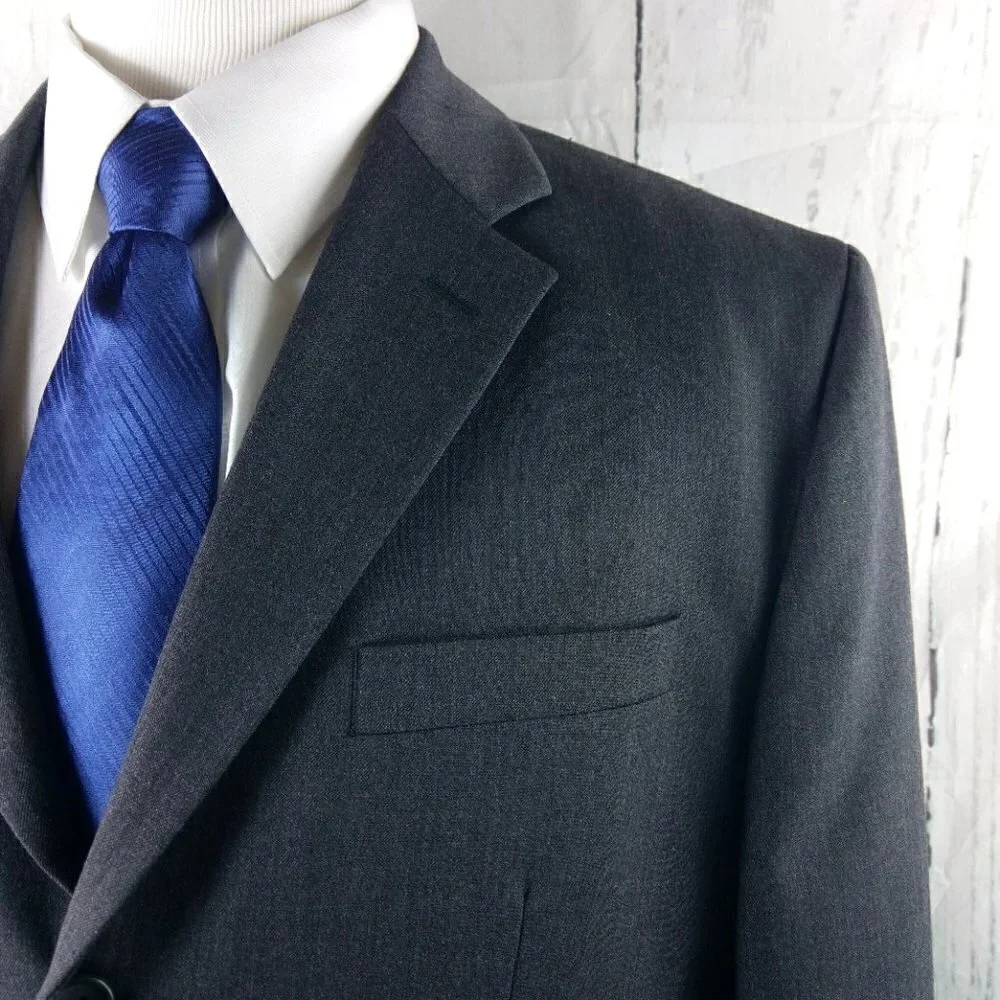 Banana Republic 44L Wool 3 Button Charcoal Suit Blazer Jacket